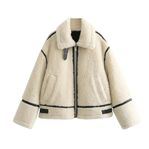 Luxurious Faux Fur Motorcycle Jacket for Women - Autumn 2024