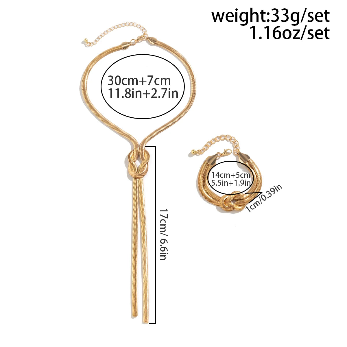 Elegantes Schlangenketten-Set mit Halskette und Armband für Damen