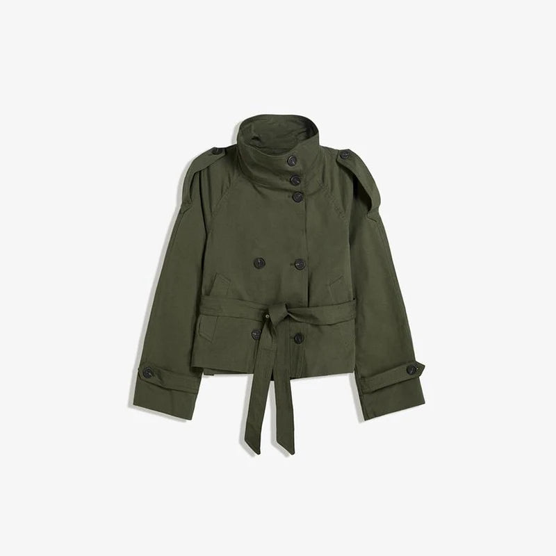 Elegant Women's Double Breasted Belted Trench Coat