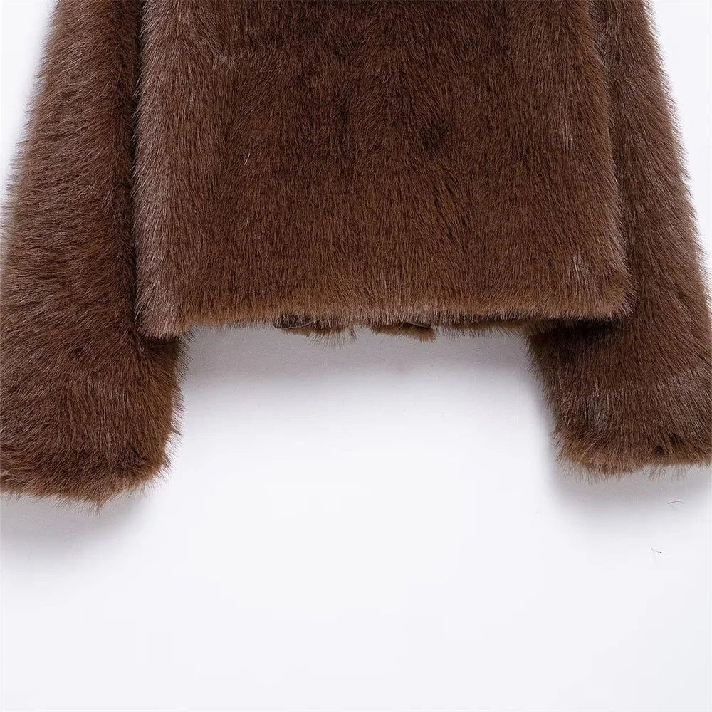 Elegant Faux Fur Short Coat - Warmth & Style for Women
