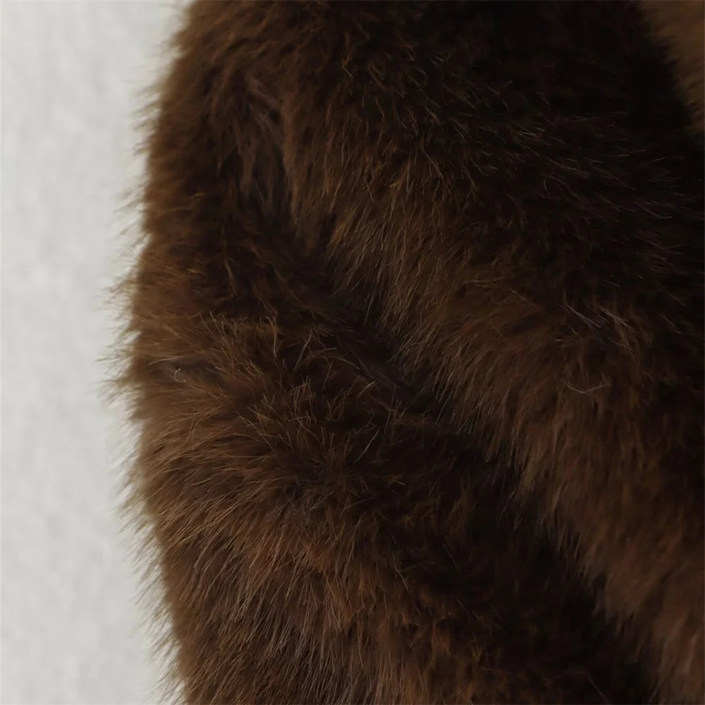 Chic Brown Fur-Embellished Jacket for Women