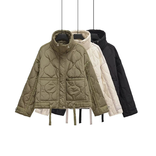 Chic Winter Stand Collar Loose Fit Women's Jacket