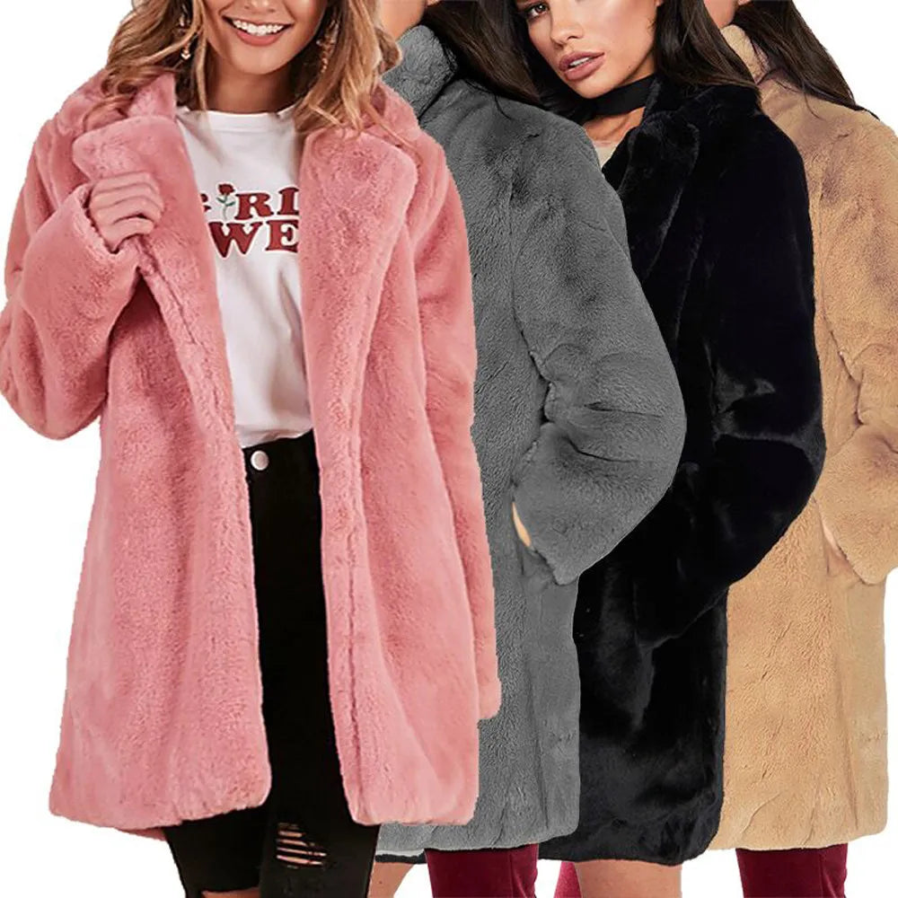 Winter Damen Kunstpelzmantel Hohe Qualität