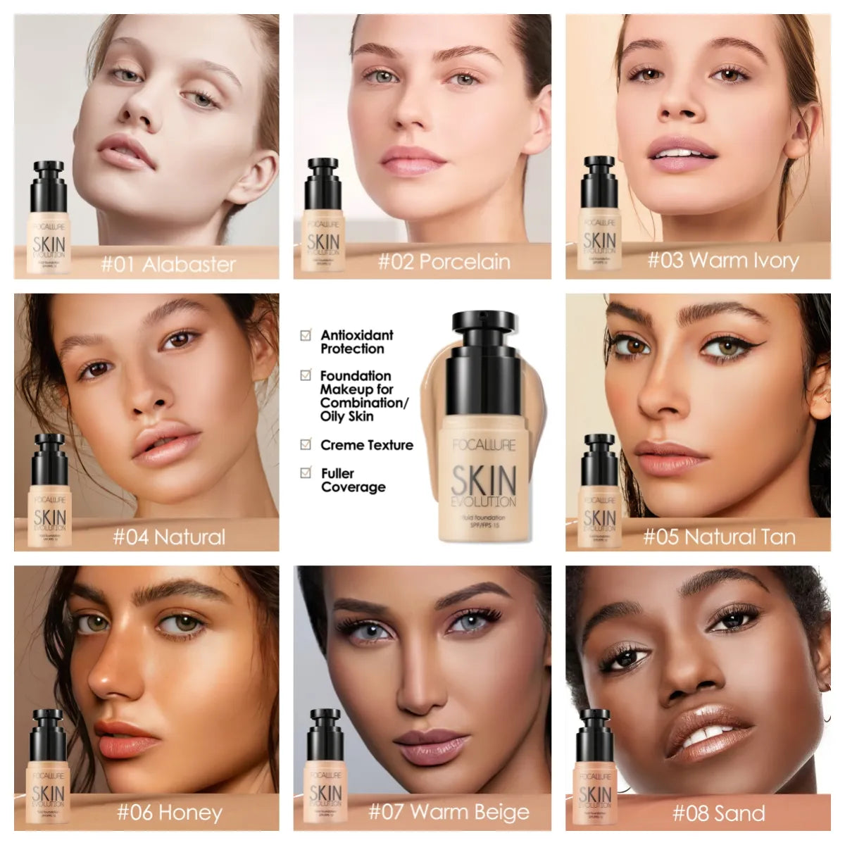 Wasserfeste, matte Flüssig-Foundation für das Gesicht Focallure