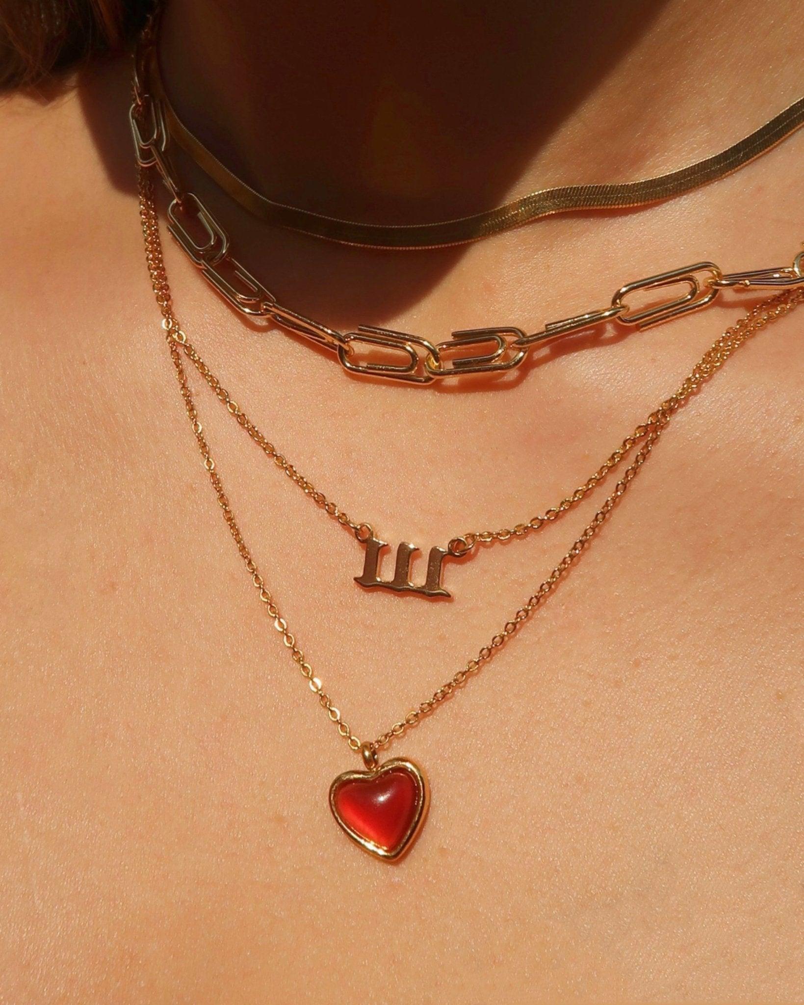 Red Stone Heart Necklace