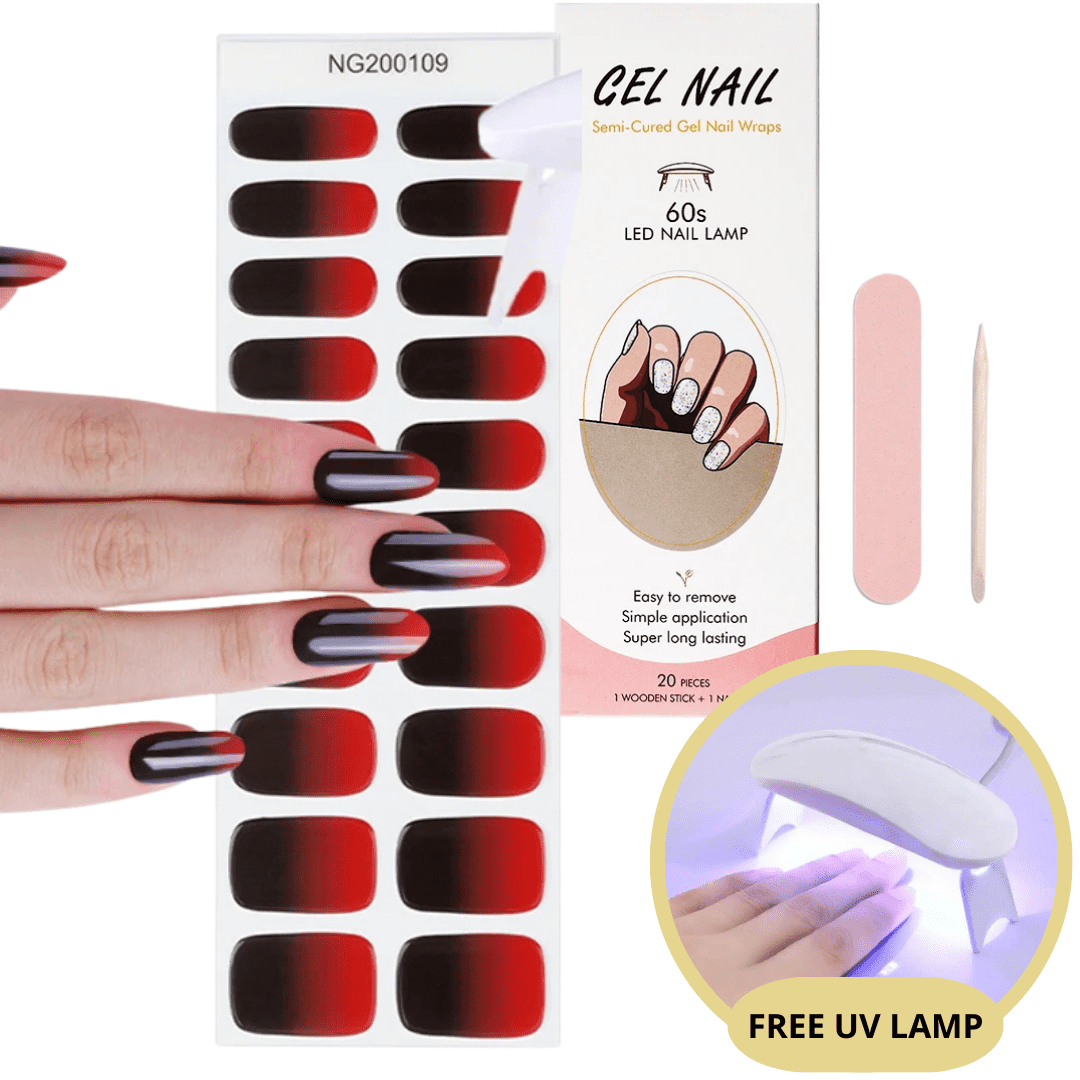 Kit d'autocollants pour ongles en gel - Lampe UV gratuite - Des ongles parfaits en quelques minutes