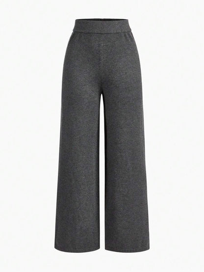 Premium Knitted Two-Piece Set – High Neck Sweater & Wide-Leg Trousers