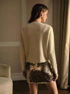 Premium Embroidered and Button Cardigan – Soft Apricot Knit Edition