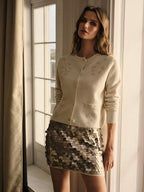 Premium Embroidered and Button Cardigan – Soft Apricot Knit Edition