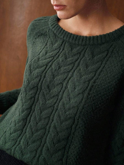Premium Cable-Knit Sweater with Button Details – Forest Green Edition