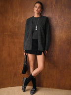 Premium Wool Knit Set – Halter Top & Oversized Cardigan in Grey