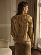 Premium V-Neck Button Cardigan – Soft Gold Knit Edition