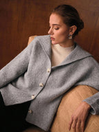 Premium Long-Neck Button-Down Cardigan – Soft Knit Gray Edition