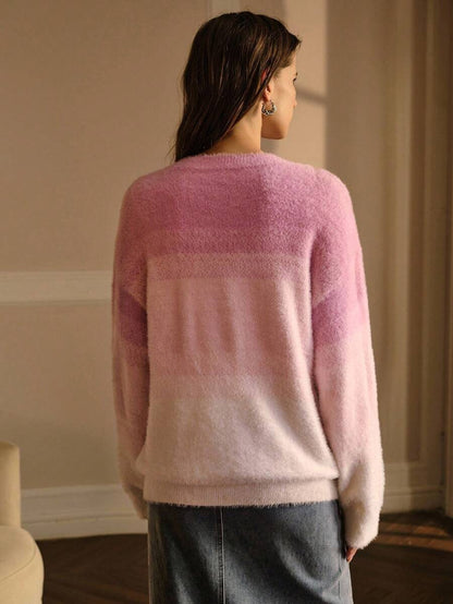 Premium Ombre Colourblock Sweater – Soft Knit Pullover for Women