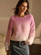 Premium Ombre Colourblock Sweater – Soft Knit Pullover for Women