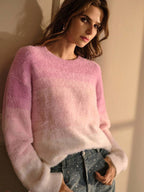Premium Ombre Colourblock Sweater – Soft Knit Pullover for Women
