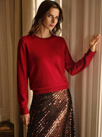 Premium Wool Blend Crew Neck Sweater – Versatile Red Edition