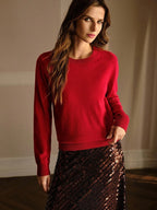 Premium Wool Blend Crew Neck Sweater – Versatile Red Edition