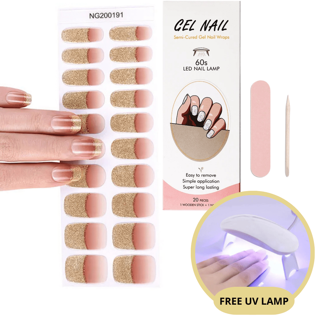 Kit d'autocollants pour ongles en gel - Lampe UV gratuite - Des ongles parfaits en quelques minutes