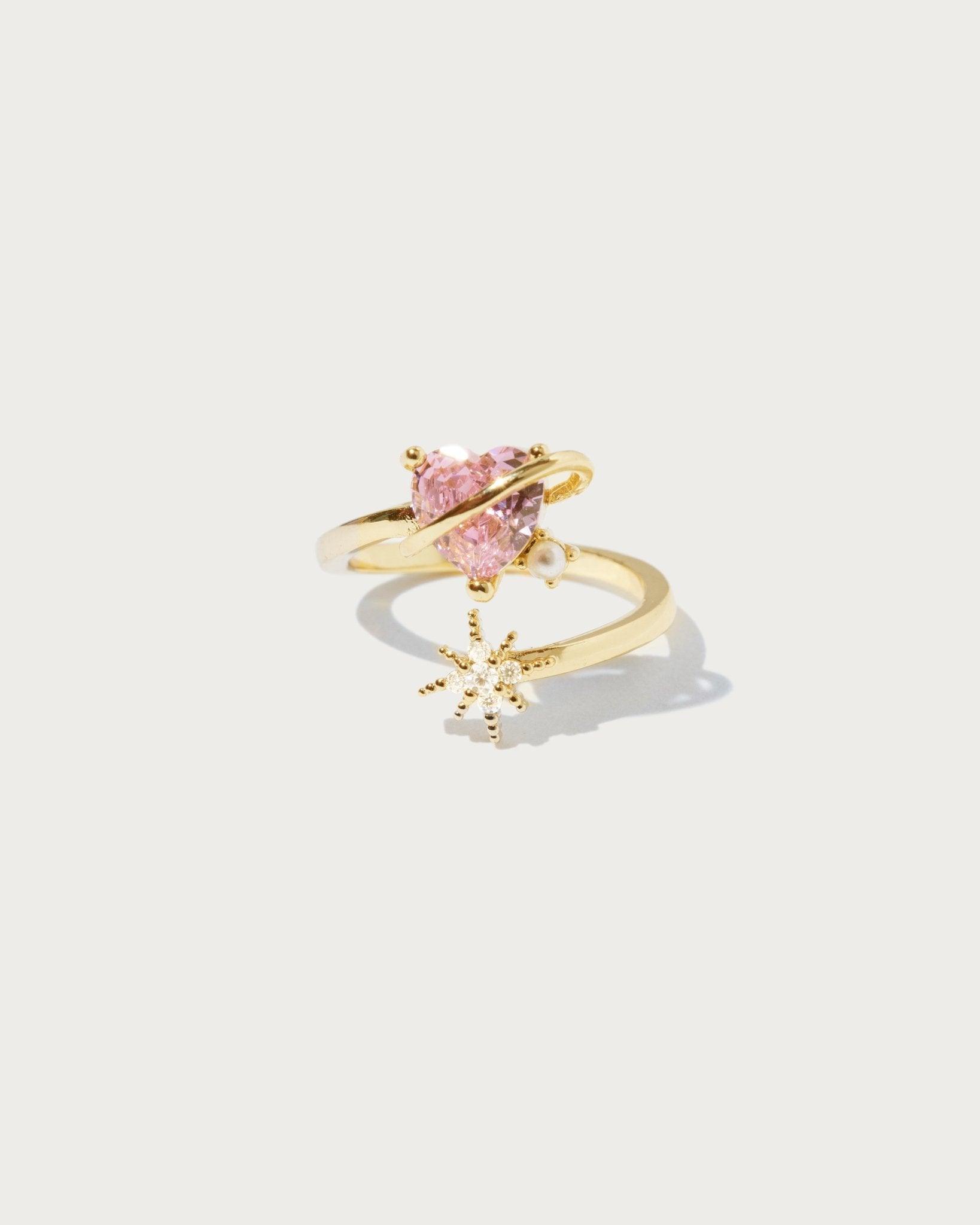 Bague en pierre cœur et étoile