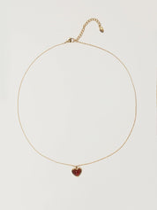 Collier Coeur en Pierre Rouge