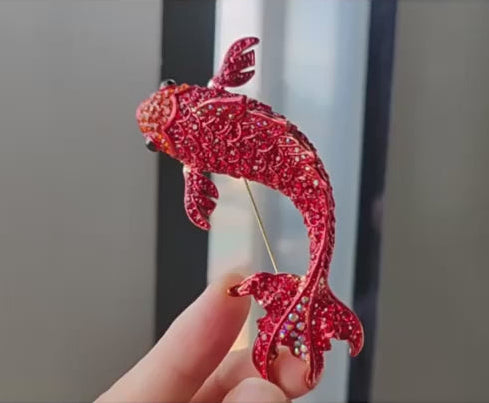 Enamel Crystal Koi Fish Brooch – alternate view 3