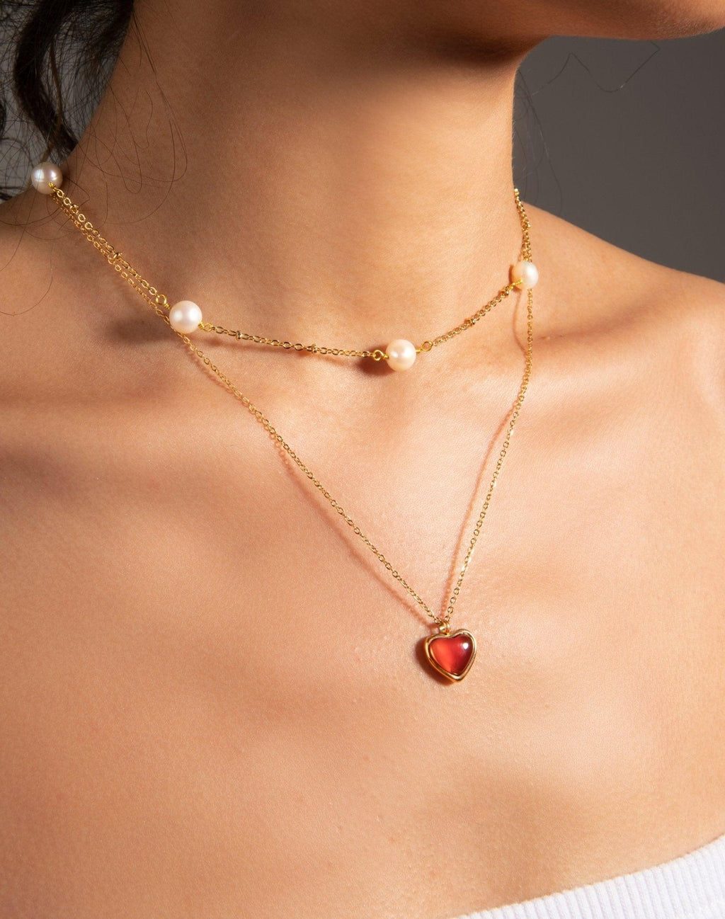 Red Stone Heart Necklace