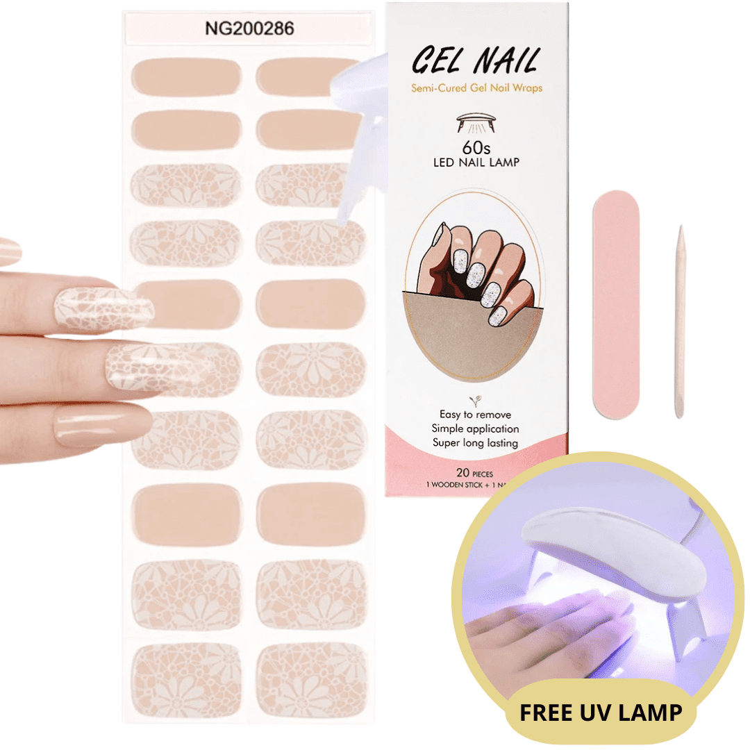Kit d'autocollants pour ongles en gel - Lampe UV gratuite - Des ongles parfaits en quelques minutes