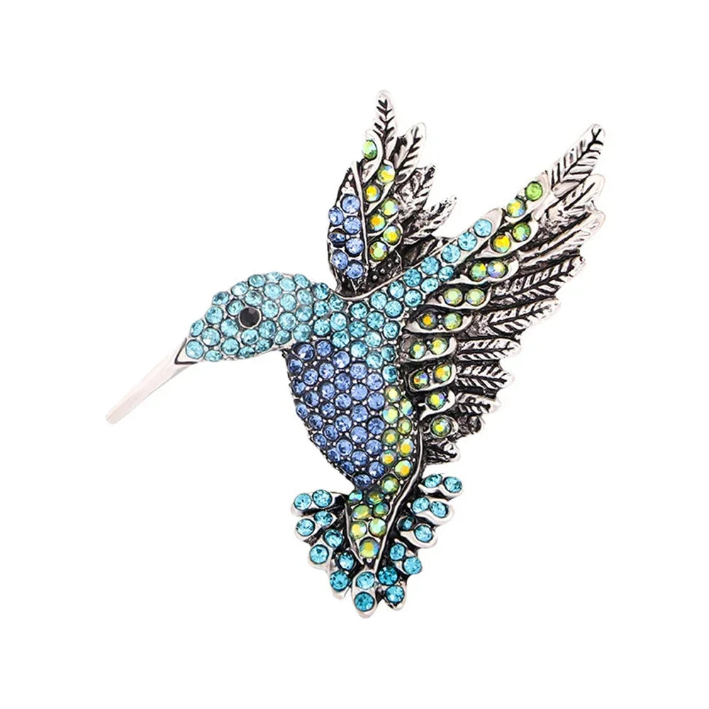Crystal Hummingbird Brooch