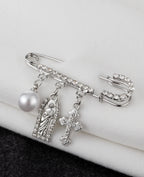 Faux Pearl Cross Brooch – alternate view 3