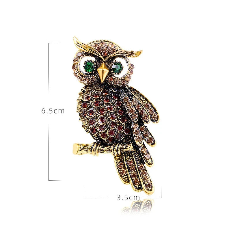 Crystal Owl Brooch