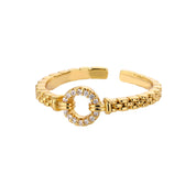 Elegant Zircon Chain Adjustable Stainless Steel Ring