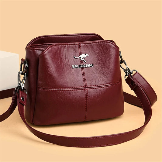 Elegante bestickte Tragetasche und Umhängetasche aus Leder für Damen