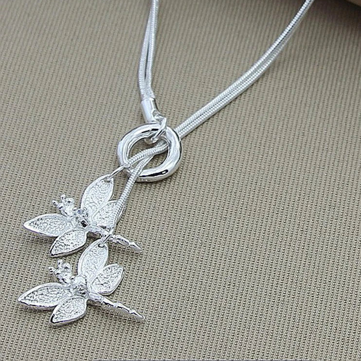 Collier pendentif libellule en argent sterling 925