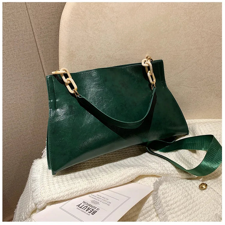 Sac à bandoulière élégant en cuir souple - Sac à main tendance de grande capacité