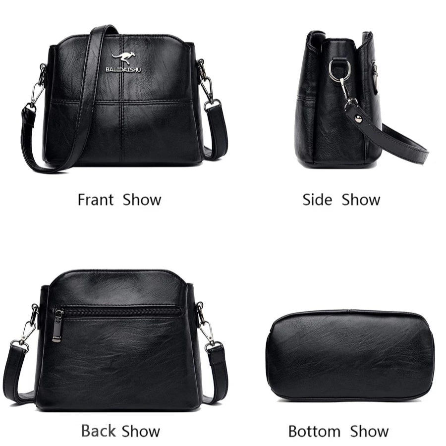 Elegante geborduurde leren tas en crossbodytas voor dames