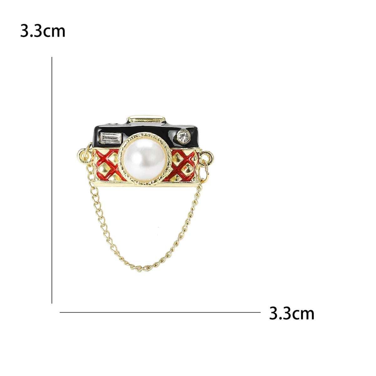 Vintage Enamel Crystal Camera Brooch