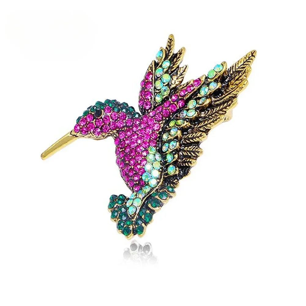 Crystal Hummingbird Brooch