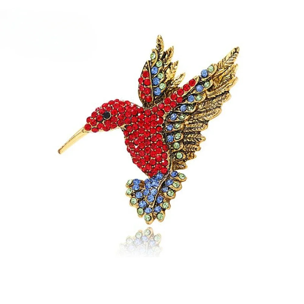Crystal Hummingbird Brooch
