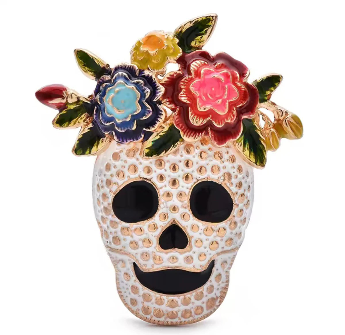 Enamel Skull Brooch