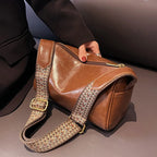 Chique vintage PU leren Boston handtas - modieuze crossbody