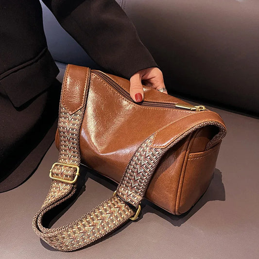 Schicke Vintage Boston Handtasche aus PU-Leder – modische Umhängetasche