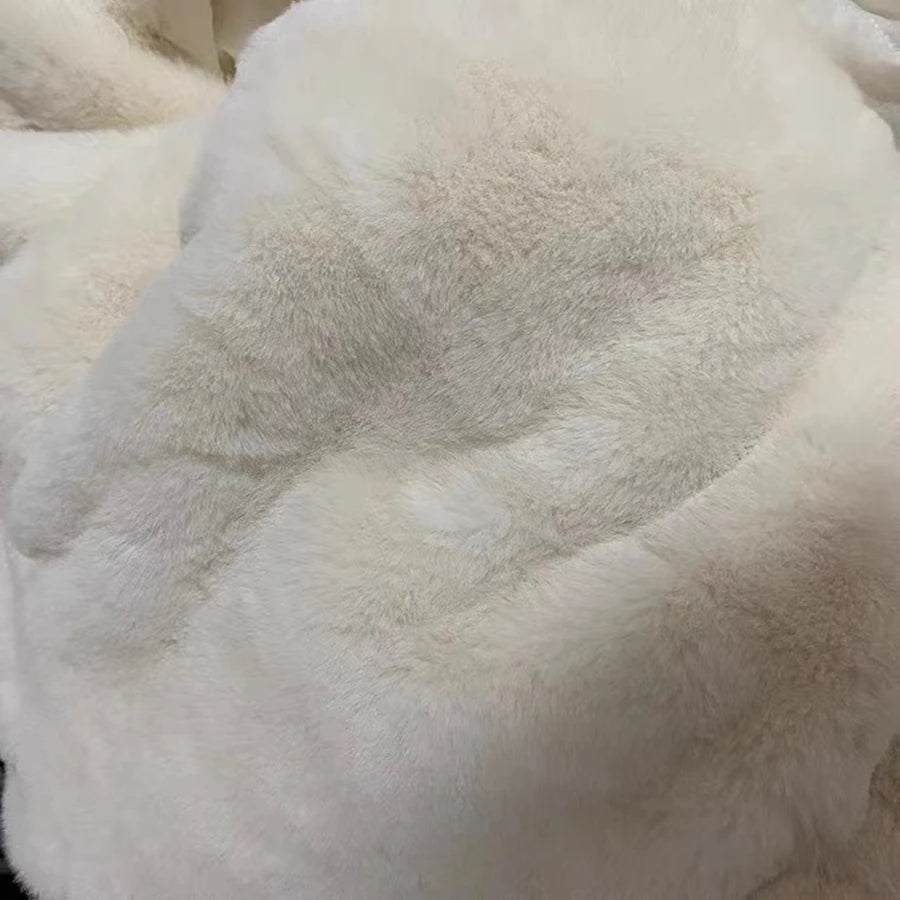Weißer Mantel aus Lammwolle-Imitation für Damen