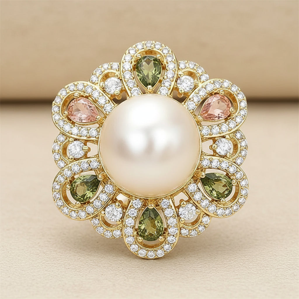 Faux Pearl Flower Brooch – alternate view 2