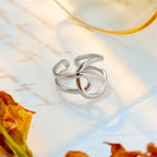 Geometrische open ring van roestvrij staal voor dames