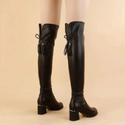 Overknee-Stiefel - Damen Plüsch-Langstiefel