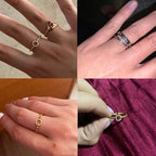 Eleganter verstellbarer Edelstahlring mit Zirkonkette