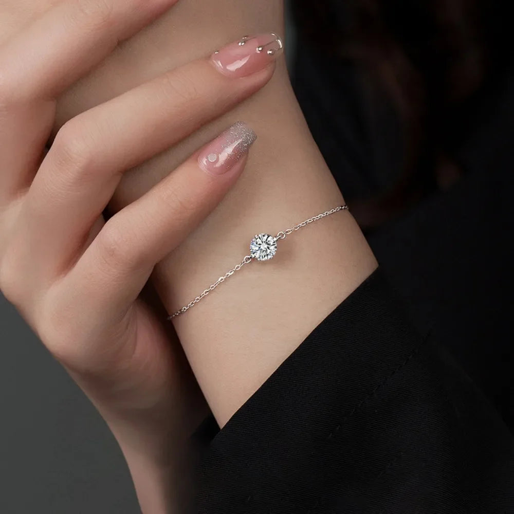 Exquisite 1 Carat Moissanite Bracelet in 925 Sterling Silver