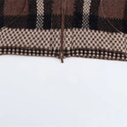 Elegant Plaid Pocket Zipper Sweater Coat for Women