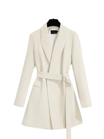 Elegant Slim Fit Women's Blazer with Belt - Spring/Autumn Fashion